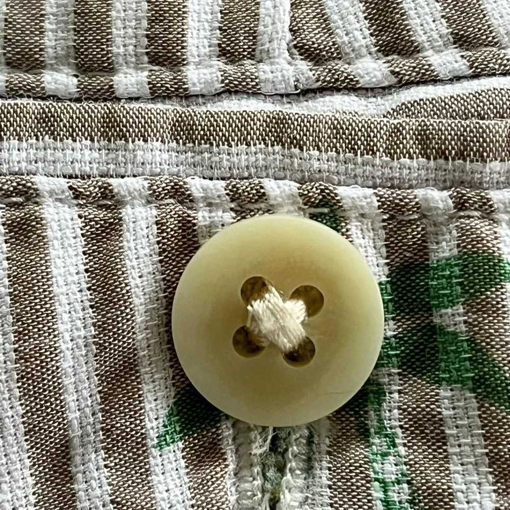 Vineyard Vines Linen Blend Club Shorts Brown White Striped Palm Trees Size 34 - Picture 9 of 10